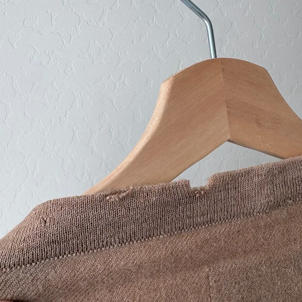 Cuyana Baby Alpaca Square‎ Edge Shawl Cape Wrap Cardigan Camel One Size - Picture 8 of 10